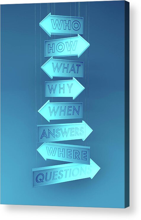 3 D Acrylic Print featuring the photograph Questions As Direction Signs by Ikon Images