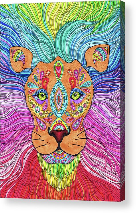 Rainbow Lion Mane Acrylic Print featuring the digital art Rainbow Lion Mane by Hello Angel