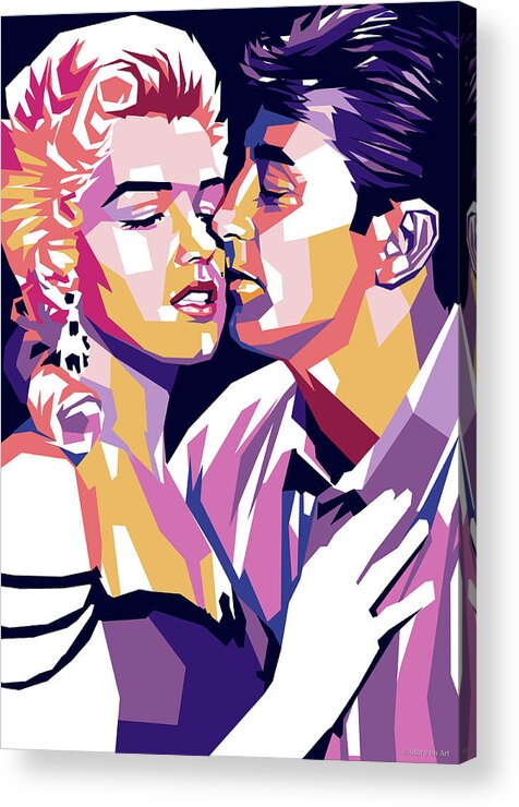 Bio Acrylic Print featuring the digital art Marilyn Monroe and Robert Mitchum -1b by Movie World Posters