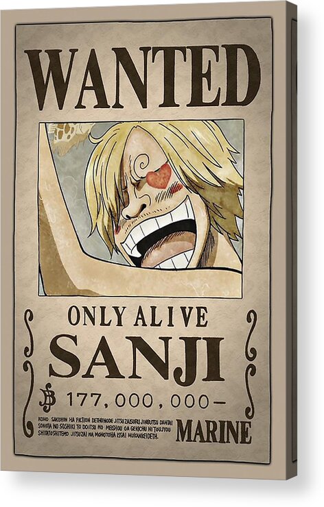 Sanji Wanted Acrylic Print By Anthony S