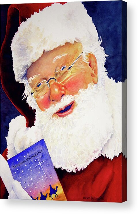 Santa Acrylic Print featuring the painting Santa Knows by Brenda Beck Fisher