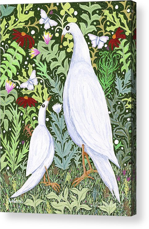 Lise Winne Acrylic Print featuring the painting Sapientes Pacis Birds by Lise Winne