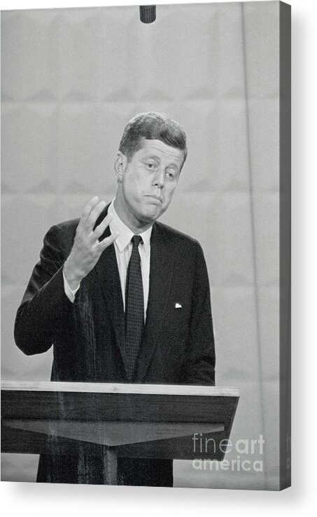 People Acrylic Print featuring the photograph Senator John F. Kennedy Speaking by Bettmann
