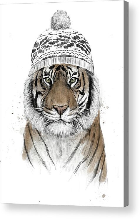 Tiger Acrylic Print featuring the mixed media Siberian tiger by Balazs Solti