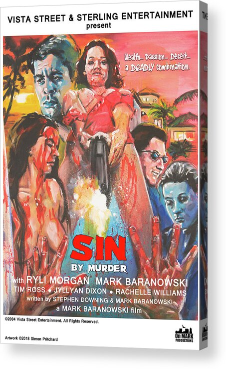 Movie Acrylic Print featuring the painting Sin by Murder poster C by Mark Baranowski