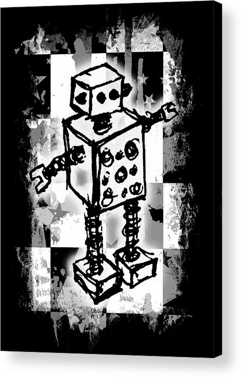 Robot Acrylic Print featuring the digital art Sketched Robot Graphic by Roseanne Jones
