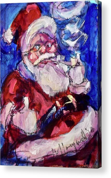 Painting Acrylic Print featuring the painting Smokin' Santa by Les Leffingwell
