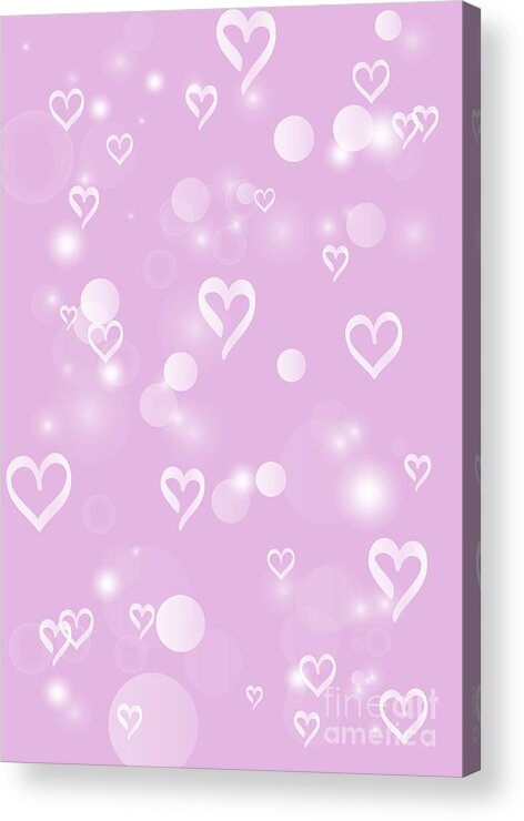 Pink Acrylic Print featuring the digital art Soft Hearts by Rachel Hannah