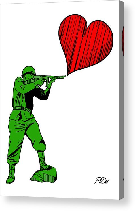 Military Acrylic Print featuring the digital art Soldier of Love by Piotr Dulski
