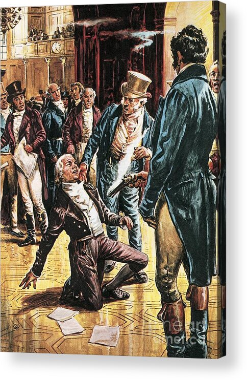 Spencer Perceval Being Assassinated By John Bellingham In The House Of Commons Acrylic Print by Cl Doughty
