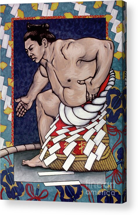 Sumo Acrylic Print featuring the painting sumo wrestler painting - Sumo Wrestlers VI by Sharon Hudson