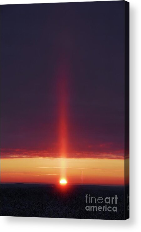 Optical Acrylic Print featuring the photograph Sun Pillar by Pekka Parviainen/science Photo Library