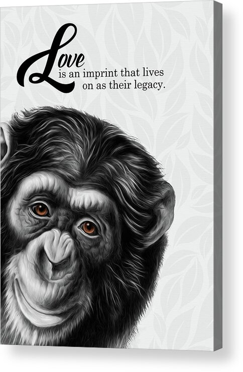 Sympathy Acrylic Print featuring the digital art Sympathy Zoo Animal Loss Painted Chimpanzee by Doreen Erhardt