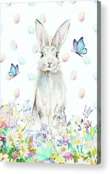 Tall Acrylic Print featuring the mixed media Tall Easter Bunny by Patricia Pinto