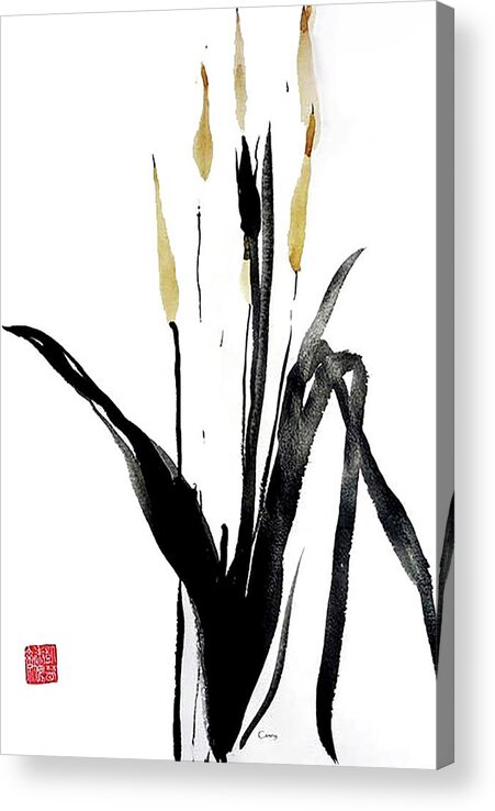 Sumi Acrylic Print featuring the painting Tea Tails by Casey Shannon