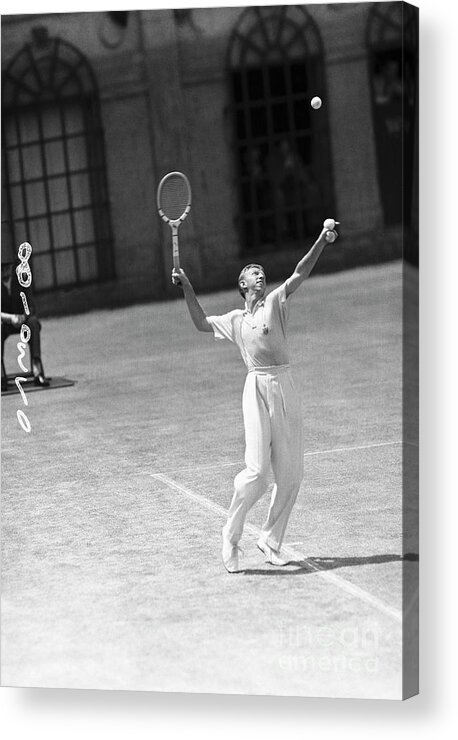 Playoffs Acrylic Print featuring the photograph Tennis Player Don Budge Serving Tennis by Bettmann