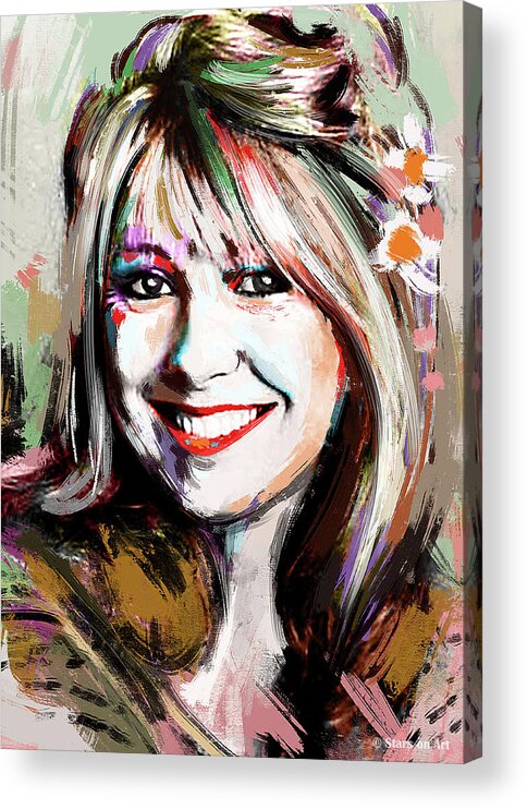 Teri Garr Acrylic Print featuring the painting Teri Garr portrait by Movie World Posters