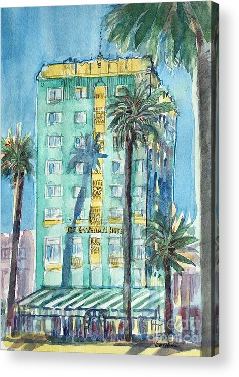 California Acrylic Print featuring the painting The Georgian Hotel, Santa Monica by Virginia Vovchuk