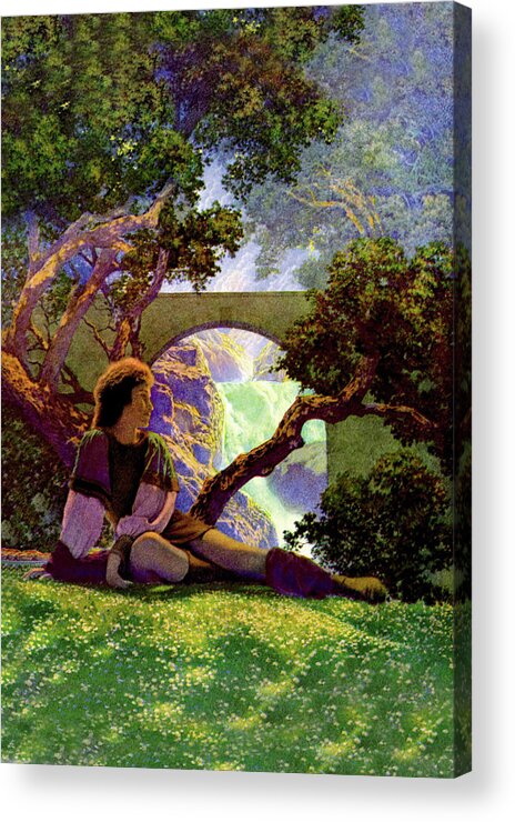 Garden Acrylic Print featuring the painting The Knave of Hearts in the Meadow by Maxfield Parrish