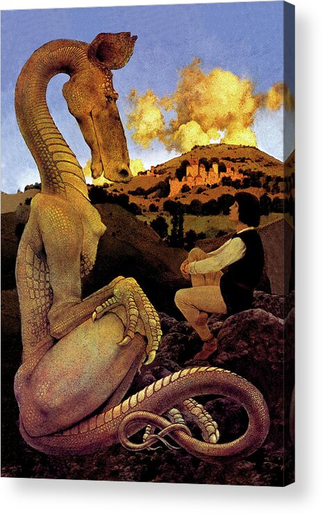 Dragon Acrylic Print featuring the painting The Reluctant Dragon by Maxfield Parrish