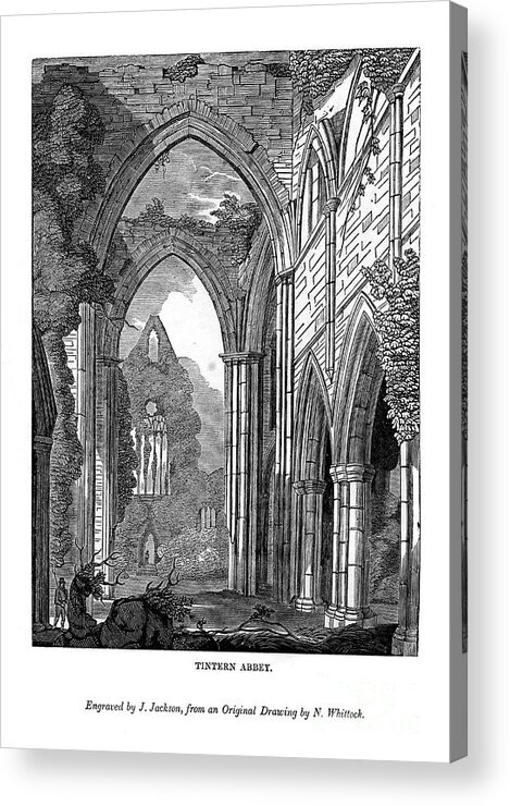 Engraving Acrylic Print featuring the drawing Tintern Abbey, 1843. Artist J Jackson by Print Collector