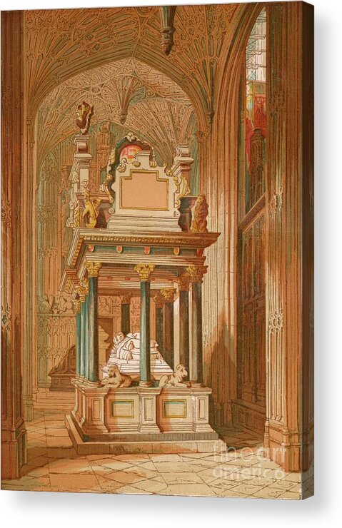 Royalty Acrylic Print featuring the drawing Tomb Of Queen Elizabeth. - Westminster by Print Collector