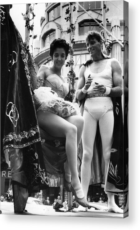 People Acrylic Print featuring the photograph Trapeze Parade by John Chillingworth