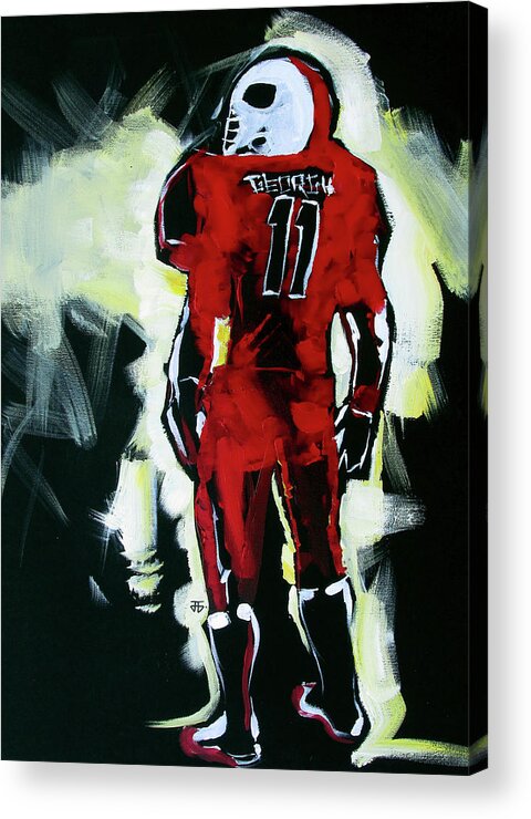 Uga Football Acrylic Print featuring the painting UGA Thoughts by John Gholson