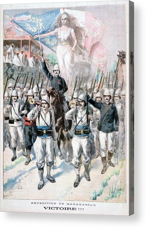 Engraving Acrylic Print featuring the drawing Victory, French Intervention by Print Collector