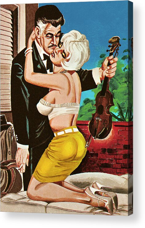 Adult Acrylic Print featuring the drawing Woman Seducing a Violin Player by CSA Images