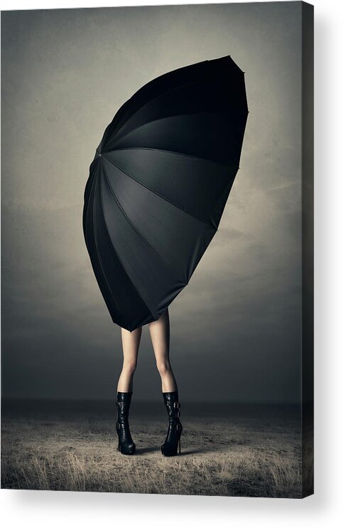 Woman Acrylic Print featuring the photograph Woman with huge umbrella by Johan Swanepoel