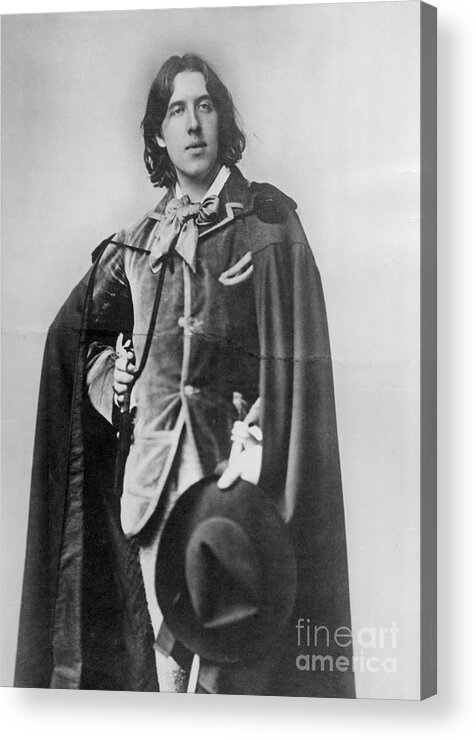 Oscar Wilde Acrylic Print featuring the photograph Writer Oscar Wilde Wearing Cape by Bettmann