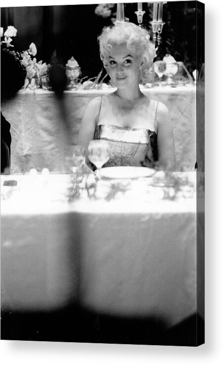 Marilyn Monroe Acrylic Print featuring the photograph Your Table Awaits by Michael Ochs Archives