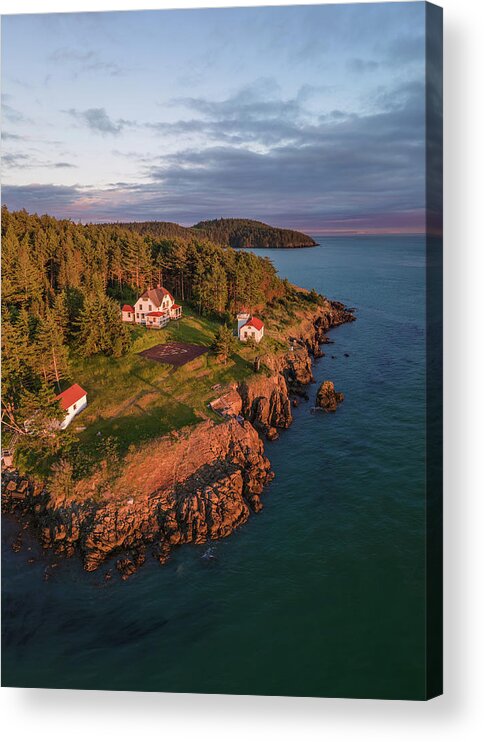 Lighthouse Acrylic Print featuring the photograph Burrows Island Sunset 2 by Michael Rauwolf