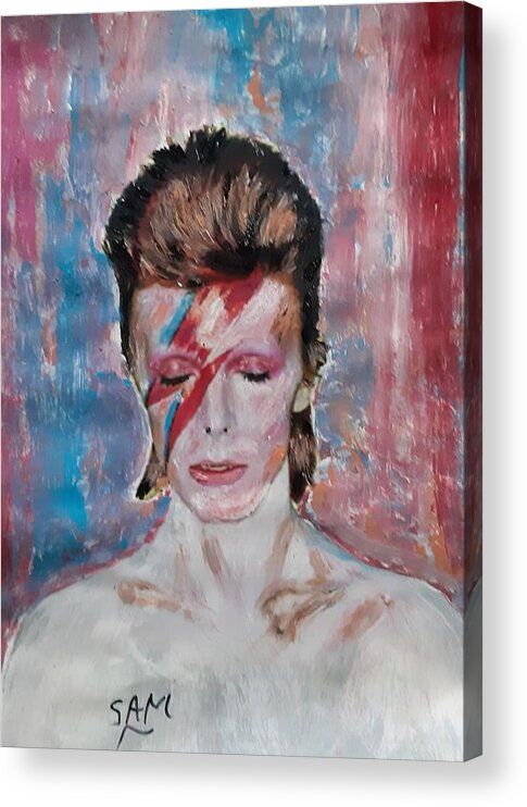 Ground Control Acrylic Print featuring the painting David Bowie #2 by Sam Shaker