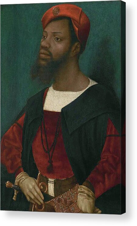 Jan Mostaert Acrylic Print featuring the painting Portrait of an African Man #2 by Jan Mostaert
