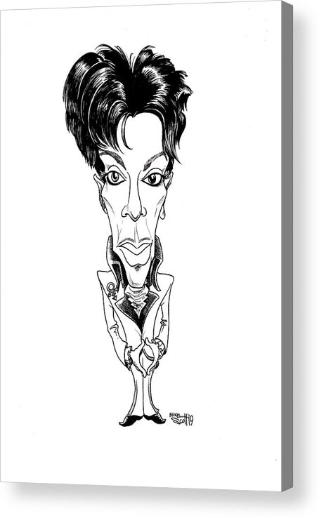 Caricature Acrylic Print featuring the drawing Prince #1 by Mike Scott