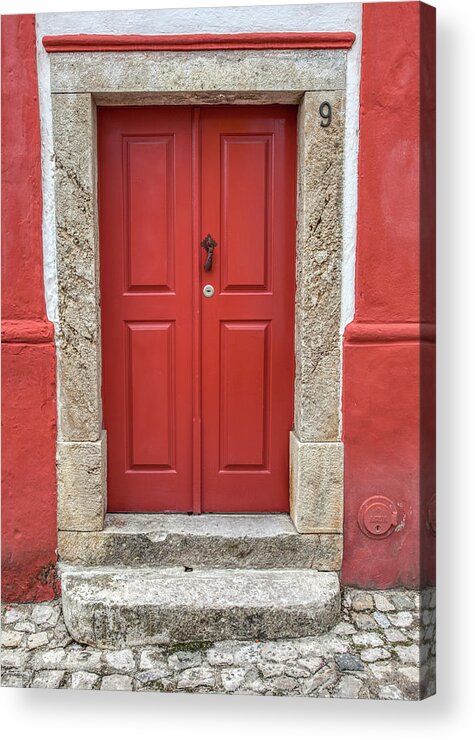 Obidos Acrylic Print featuring the photograph Red Door Nine of Obidos by David Letts