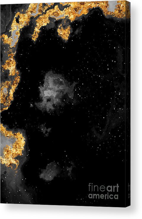 Holyrockarts Acrylic Print featuring the mixed media 100 Starry Nebulas in Space Black and White Abstract Digital Painting 117 by Holy Rock Design