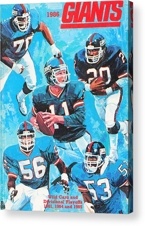 New York Giants Acrylic Print featuring the mixed media 1986 New York Giants by Row One Brand