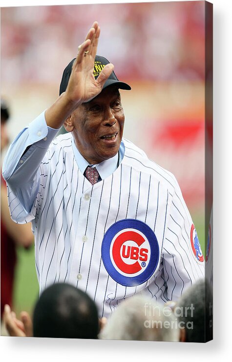 Great American Ball Park Acrylic Print featuring the photograph Ernie Banks by Andy Lyons