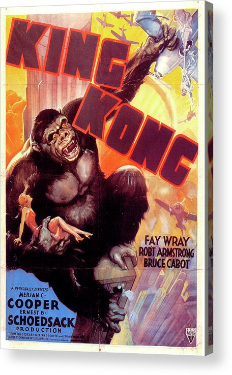 King Acrylic Print featuring the mixed media ''King Kong'' movie poster 1933 by Movie World Posters