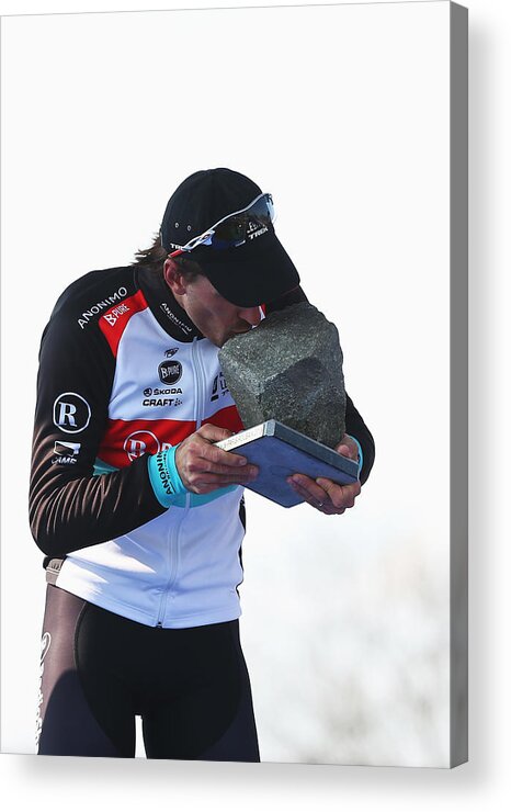 Following Acrylic Print featuring the photograph 2013 Paris - Roubaix Cycle Race by Bryn Lennon