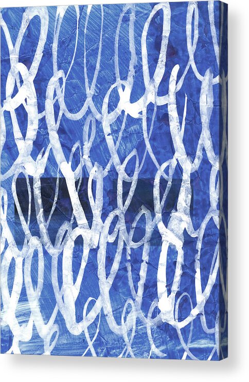 Blue And White Acrylic Print featuring the painting 0031-Latest news by Anke Classen