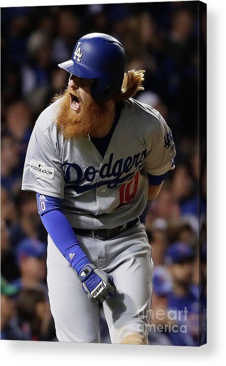 Three Quarter Length Acrylic Print featuring the photograph Justin Turner by Jamie Squire