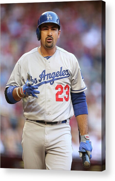 Los Angeles Dodgers Acrylic Print featuring the photograph Adrian Gonzalez by Christian Petersen