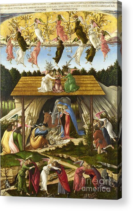 Nativity Acrylic Print featuring the painting Mystic Nativity #7 by Sandro Botticelli