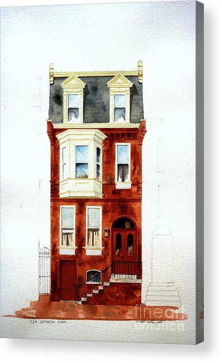 Watercolor Acrylic Print featuring the painting 824 Jefferson St. by William Renzulli