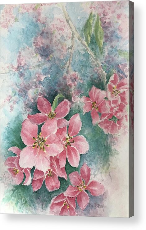 Blossoms Acrylic Print featuring the painting A new beginning by Milly Tseng