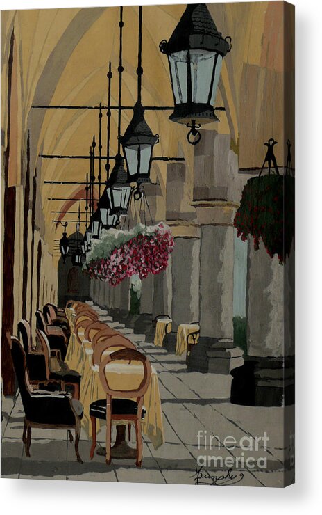 Cafe Acrylic Print featuring the painting A Place in the Shade by Anthony Dunphy